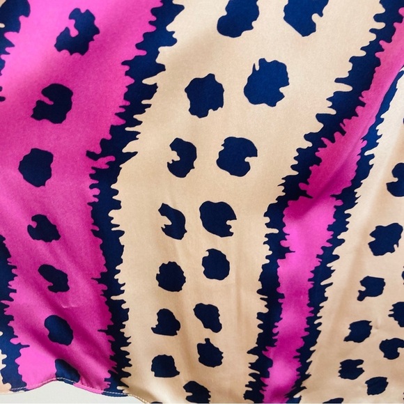 Vintage Y2K Laundry babydoll mini dress in purple, black & tan 100% silk. NWT 2 - Picture 3 of 7